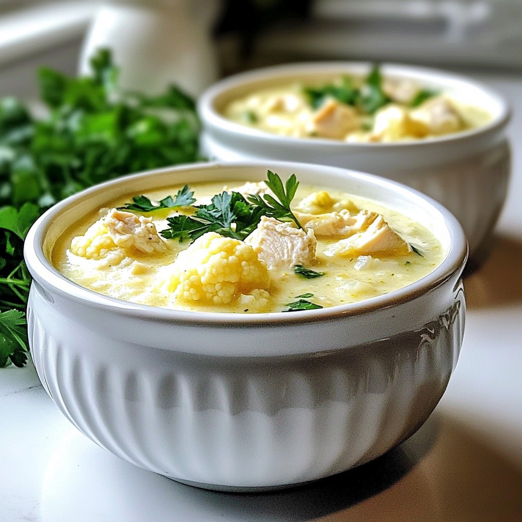 Cauliflower Chicken Soup in Thirty Minutes Delight