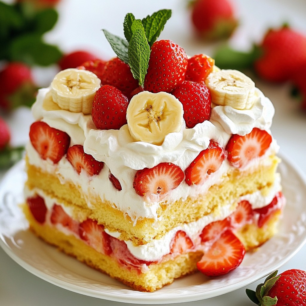 Strawberry Shortcake Banana Pudding Cake Delight